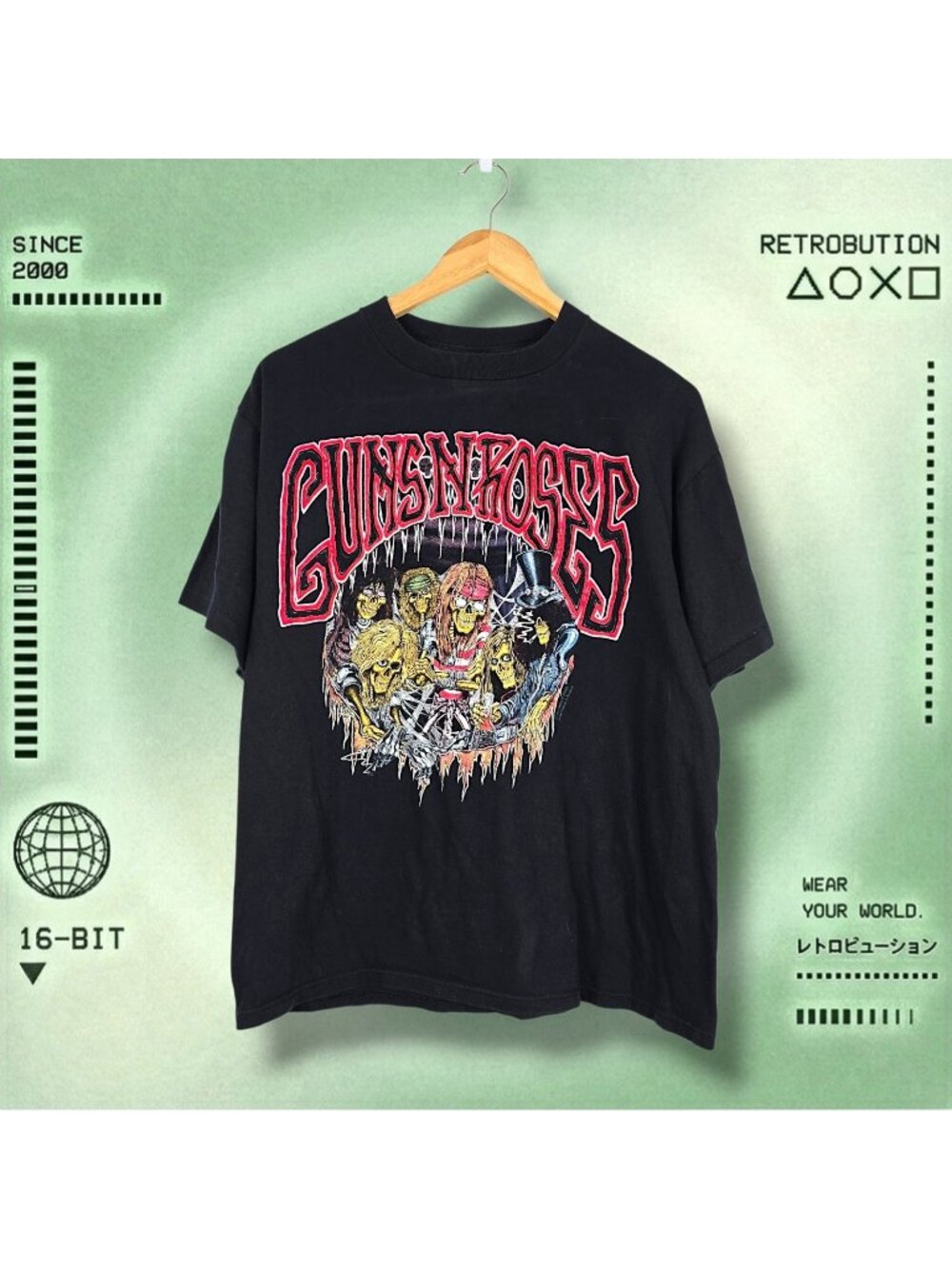 Vintage 1992 Guns N Roses Japan Tour Graphic Shirt Black Size L